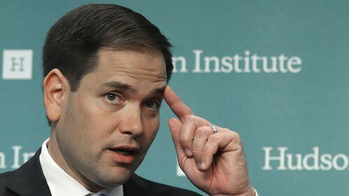 WASHINGTON, DC - MAY 10: Sen. Marco Rubio (R-FL) speaks at the Hudson Institute May 10, 2016 in Washington, DC. The topic of Rubio's discussion during the speaking program was "The Middle East in Crisis." (Photo by Win McNamee/Getty Images)