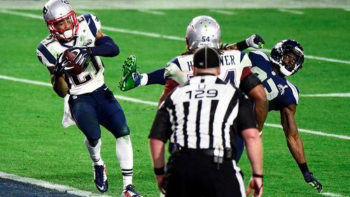 GLENDALE, AZ - FEBRUARY 01: Malcolm Butler #21 of the New England Patriots makes an interception against the Seattle Seahawks in the fourth quarter during Super Bowl XLIX at University of Phoenix Stadium on February 1, 2015 in Glendale, Arizona. (Photo by Harry How/Getty Images)