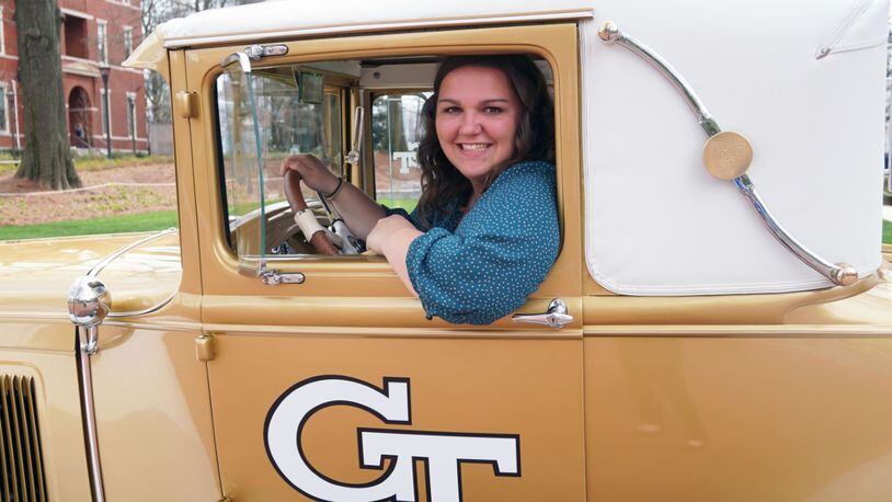 Georgia Tech student Abi Ivemeyer, who was elected to serve as the driver of the Ramblin' Wreck in 2020.
