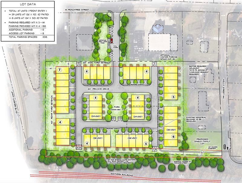 Norcross approves zoning change to allow townhome development at corner of Kelly and Thrasher streets. Courtesy City of Norcross