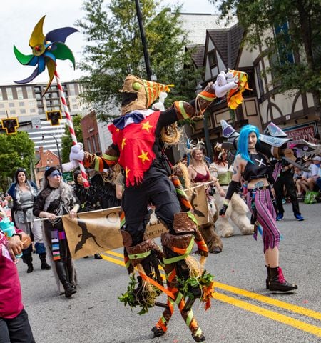 The annual DragonCon Parade takes place on Peachtree Street on Saturday, Sept 2, 2023.  (Jenni Girtman for The Atlanta Journal-Constitution)