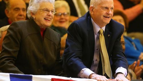 011215 ATLANTA: Former Govenor Zell Miller and First Lady Shirley are introduced in the balcony during the inauguration of Governor Nathan Deal to a second-term of office on the first day of the legislative session on Monday, Jan. 12, 2015, in Atlanta. Curtis Compton / ccompton@ajc.com