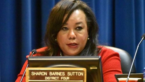 Sharon Barnes Sutton during a DeKalb County Commission meeting in December 2016. (HYOSUB SHIN / HSHIN@AJC.COM)