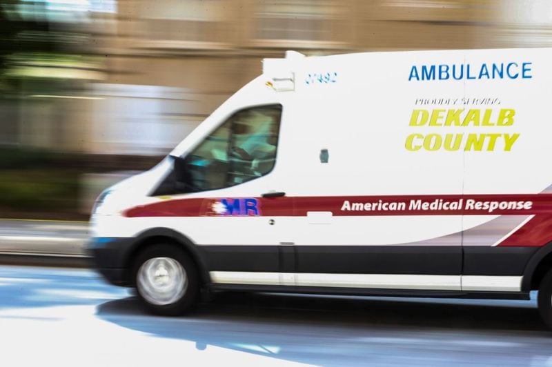 An AMR ambulance leaves Grady Hospital on Thursday May 9, 2019. JOHN SPINK/JSPINK@AJC.COM