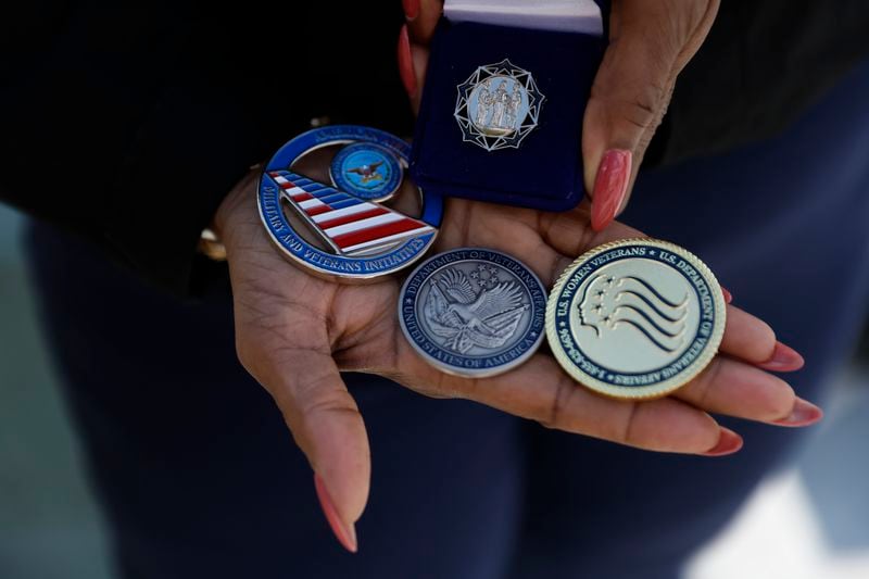 Medals from the government and other organizations given to Women Veteran Social Justice show the commitment to providing services to veteran women around the country.
 Miguel Martinez / miguel.martinezjimenez@ajc.com