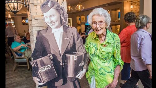 This is Sybil Peacock Harmon. The former Delta flight attendant turned 102 years old during July 2018 at her Acworth retirement home.