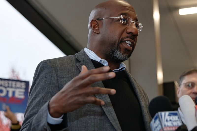 Sen. Raphael Warnock traveled to Gainesville on Tuesday to participate in a roundtable on the topic of maternal mortality. (Natrice Miller / natrice.miller@ajc.com)  
