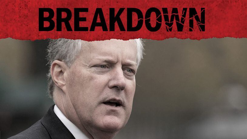 Fulton prosecutors are seeking the testimony of former White House chief of staff Mark Meadows for the special grand jury investigation of Donald Trump. The tenth episode of The Atlanta Journal-Constitution's podcast, "Breakdown — The Trump Grand Jury" looks at this and other developments in the case. (Alex Brandon / AP file)