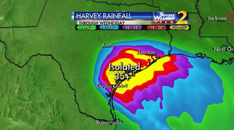 Hurricane Harvey is expected to make landfall late Friday or early Saturday. (Credit: Channel 2 Action News)