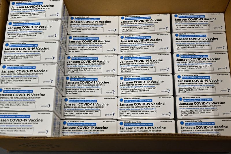 Boxes of the Johnson & Johnson COVID-19 vaccine are loaded into a box for shipment from the McKesson facility in Shepherdsville, Kentucky. (Timothy D. Easley/Getty Images/TNS)