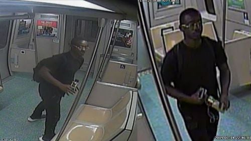 Police released these images of the person of interest on a MARTA train.