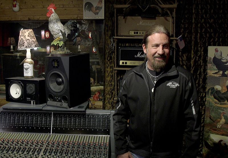 Jackyl frontman Jesse James Dupree in his Cock of the Walk recording studio - note the roosters - in Kennesaw. Photo: Ryon Horne/AJC