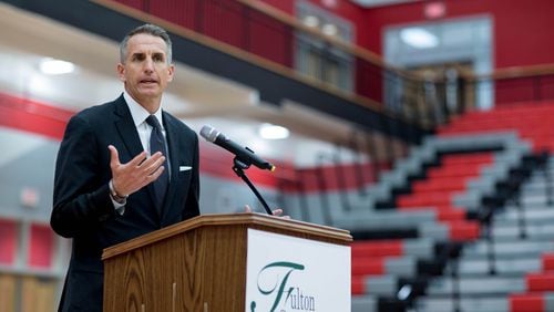 Fulton County Schools Superintendent Jeff Rose speaks during a public meeting and discussion on school safety at Banneker High School on March 6 in College Park, Ga. BRANDEN CAMP/SPECIAL
