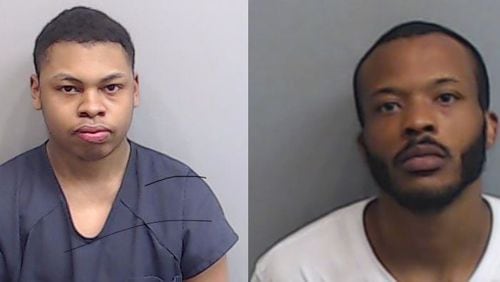 Roy Hill (left) and Anthony Goss have been charged in the 2019 death of a South Fulton father who was robbed, shot to death and left in a burning car.