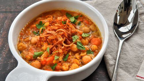 Chickpea Carrot Stew with Fried Shallots.
(Chris Hunt for The Atlanta Journal-Constitution)