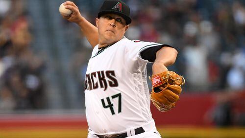 Kris Medlen #47 of the Arizona Diamondbacks delivers a pitch in the first inning against the Houston Astros at Chase Field on May 4, 2018 in Phoenix, Arizona.  (Photo by Norm Hall/Getty Images)
