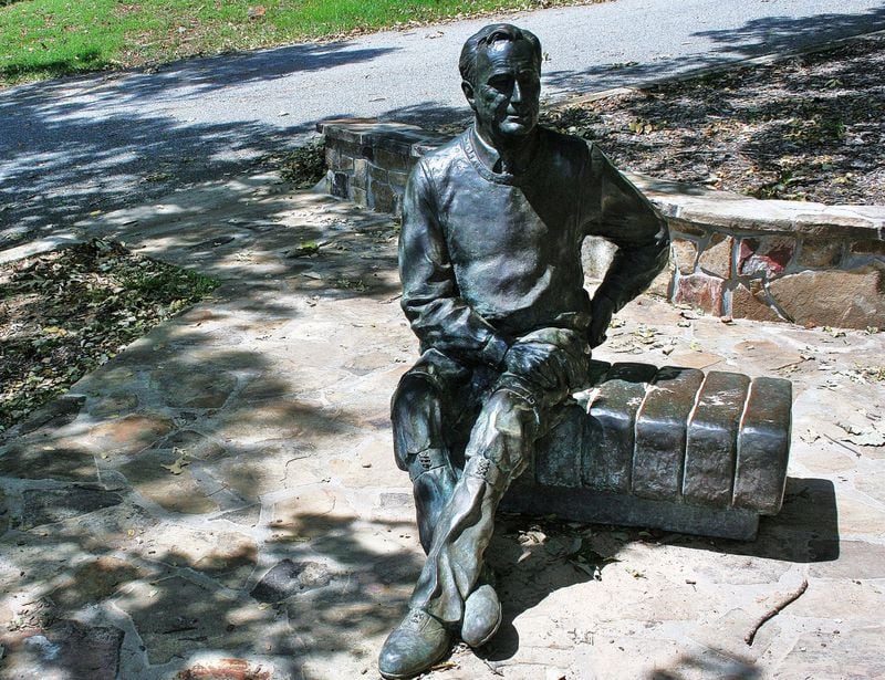 This life-size sculpture of President Franklin D. Roosevelt sits in the parking area of Dowdell’s Knob, the highest point of the 1,395-foot-high Pine Mountain in Middle Georgia. FDR often came here to relax and picnic and enjoy the peaceful view of the lush valley below. (Charles Seabrook).