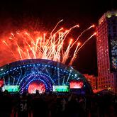 Fireworks explode at the end of the second night of the NFL football draft, Friday, April 26, 2024, in Detroit. (AP Photo/Paul Sancya)