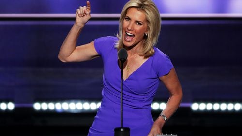 CLEVELAND, OH - JULY 20: Political talk radio host Laura Ingraham delivers a speech on the third day of the Republican National Convention on July 20, 2016 at the Quicken Loans Arena in Cleveland, Ohio. Republican presidential candidate Donald Trump received the number of votes needed to secure the party's nomination. An estimated 50,000 people are expected in Cleveland, including hundreds of protesters and members of the media. The four-day Republican National Convention kicked off on July 18. (Photo by Alex Wong/Getty Images)
