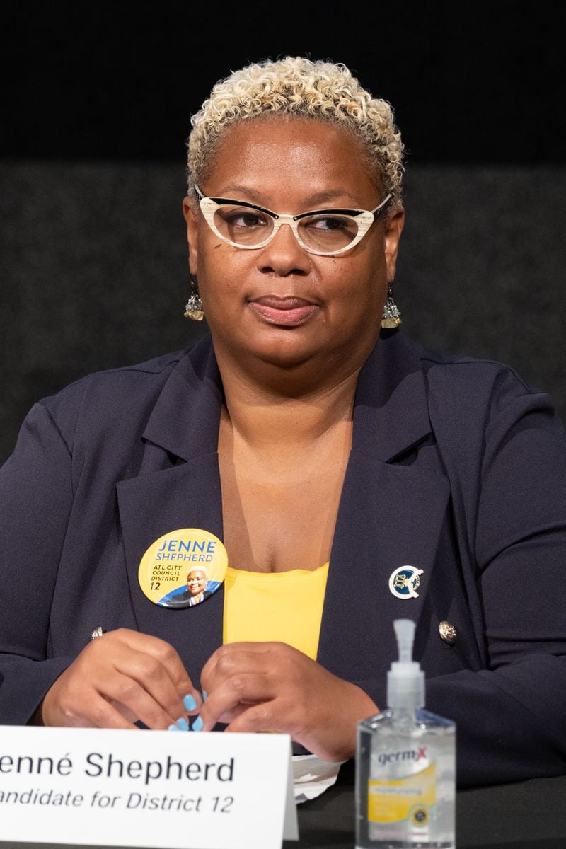 Jenné Shepherd during a forum for Atlanta City Council candidates sponsored by the Committee for a Better Atlanta on June 8, 2021 in Atlanta. (Ben Gray for The Atlanta Journal-Constitution)