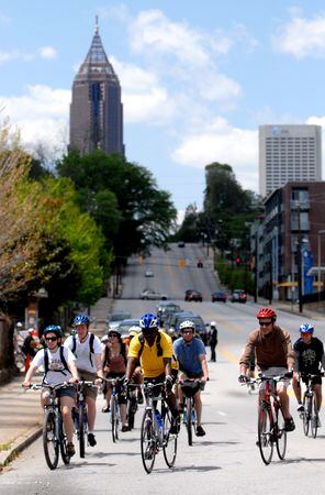 Cyclists enjoy the scenic ride on the Beltline.