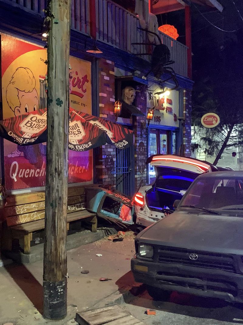 The vehicle struck a telephone pole and several businesses on Carroll Street, including Little's Food Store, which has been at the location since 1929.