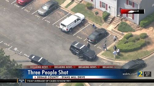 DeKalb County police responded to a shooting on Evans Mill Road and found three people hit by gunfire. One of the victims died from their injuries.