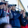 Fans clap during the pregame show at the Braves home opening day game versus the Diamondbacks at Truist Park in Atlanta on Friday, April 5, 2024. (Arvin Temkar / arvin.temkar@ajc.com)