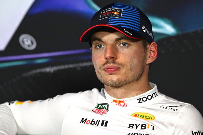 Red Bull driver Max Verstappen, of the Netherlands, listens during a news conference after winning the Sprint race at the Miami Formula One Grand Prix, Friday, May 3, 2024, in Miami Gardens, Fla. (Giorgio Viera/Pool Photo via AP)