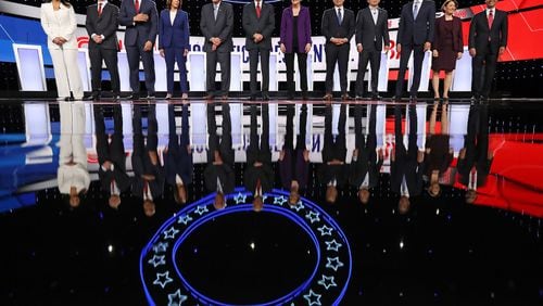 Democratic presidential hopefuls will gather Wednesday on the Oprah Winfrey soundstage at Tyler Perry Studios in southwest Atlanta for the party’s fifth candidates debate. (Photo by Chip Somodevilla/Getty Images)