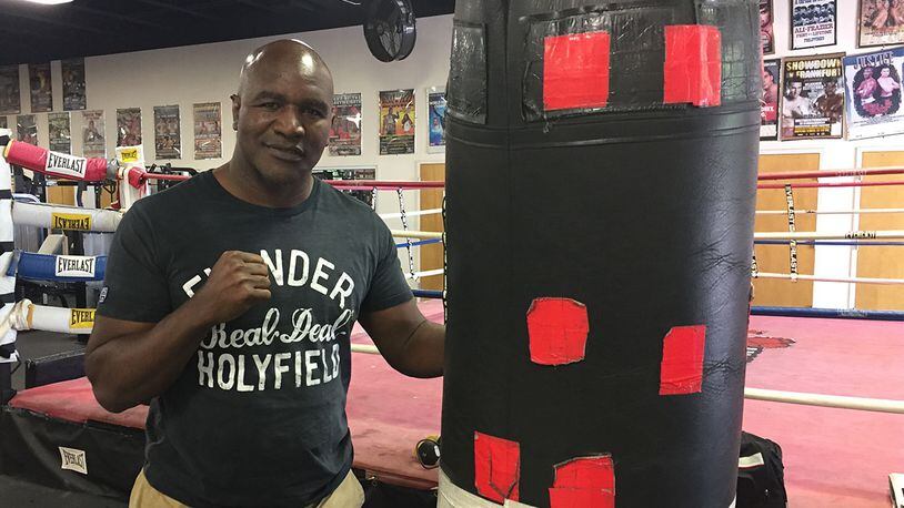 Evander Holyfield is no stranger to his home gym in south Florida, here working out in 2017.