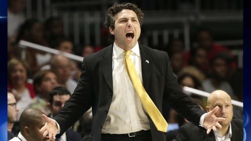 <p>Georgia Tech coach Josh Pastner gestures during the second half of the team&#39;s NCAA college basketball game against Miami, Wednesday, Feb. 15, 2017, in Coral Gables, Fla. Miami defeated Georgia Tech 70-61. (AP Photo/Lynne Sladky)</p>