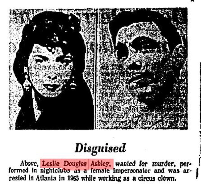 Pictures of Leslie Douglas Ashley published in The Atlanta Constitution on Sep. 3, 1070.