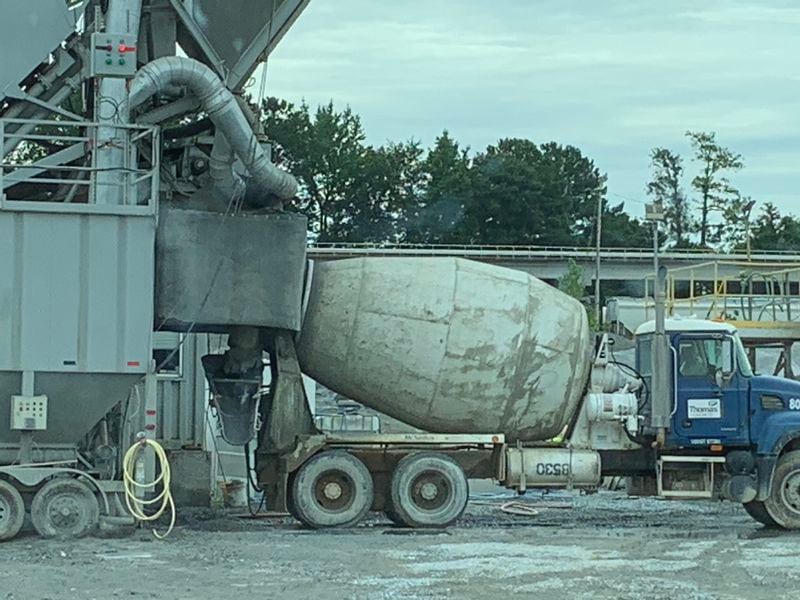 On August 11, 2022, concrete mixers are hard at work on the future Doraville-based Assembly Studios, which will have more than 20 soundstages when completed in 2023. RODNEY HO/rho@ajc.com