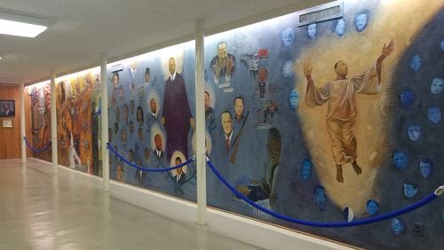 Murals in the basement of the Dexter Avenue King Memorial Baptist Church depict the Rev. Martin Luther King Jr.’s crusade for racial equality. CONTRIBUTED BY TRACEY TEO