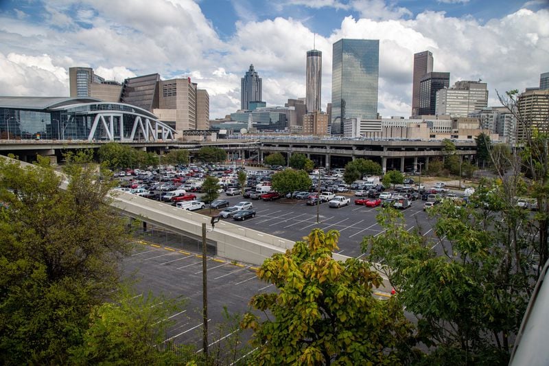 Amazon decided to put massive new operations in New York City and metro Washington D.C. The company had earlier considered Atlanta, particularly looking at urban areas relatively close to mass transit. One of them is the proposed Gulch project in south downtown that would stretch across this area near the Mercedes-Benz Stadium and the Five Points MARTA station. (Photo by Phil Skinner)