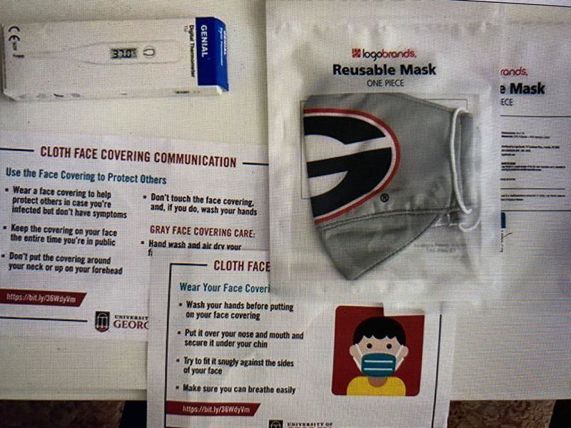 The University of Georgia is sending reusable cloth masks and thermometers to students to help prevent the spread of COVID-19 on its campuses.
