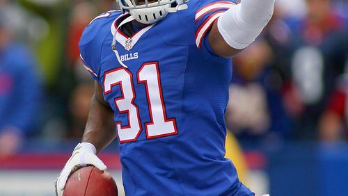ORCHARD PARK, NY - NOVEMBER 17: Jairus Byrd #31 of the Buffalo Bills reacts after making his first of two interceptions against the New York Jets at Ralph Wilson Stadium on November 17, 2013 in Orchard Park, New York. (Photo by Rick Stewart/Getty Images) Bills safety Jairus Byrd is a free agent. (Rick Stewart / Getty Images)