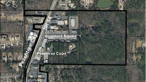 Part of Peachtree City’s annexation request is to allow development of nearly 50 acres off Governors Square. Courtesy Fayette County