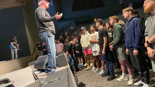 Bruce Deel, founder of Atlanta's City of Refugee meets with males of all ages to discuss the horrific nature of sex trafficking and how they can help combat it by supporting the nonprofit he's created, Men Opposing Sex Trafficking. Courtesy of MOST