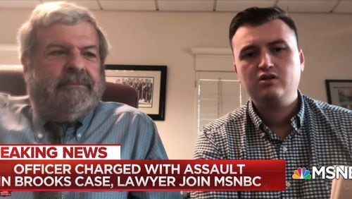 Officer Devin Brosnan (right) and his attorney, Don Samuel (left), appeared on MSNBC on Thursday night.