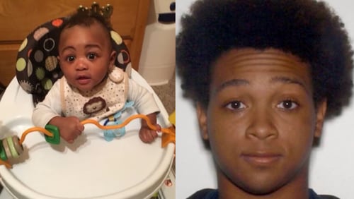 Mika Gilchrist (right) allegedly abducted 1-year-old Bryson Gilchrist in Henry County around 11:20 a.m. Monday.
