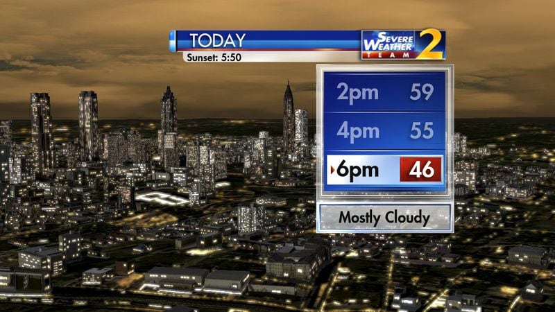 A cold front is expected to bring low temperatures to metro Atlanta on Friday. (Credit: Channel 2 Action News)