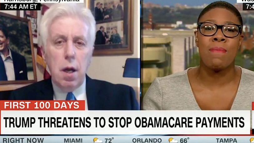 CNN political commentator Jeffrey Lord is under fire on social media for describing President Donald Trump at "the Martin Luther King of health care." Lord made the remarks Thursday on CNN's "New Day" during a discussion on a report that Trump is threatening to cut subsidies to the poor under the Affordable Care Act as a way to get Democrats to negotiate with him on health care reform. "Think of Donald Trump as the Martin Luther King of health care," Lord told CNN anchor Alisyn Camerota.
