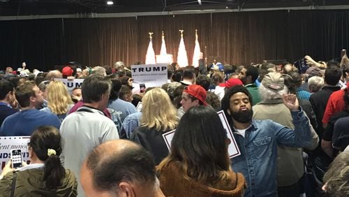 A crowd gathers at Donald Trump's rally at the Georgia World Congress Center.