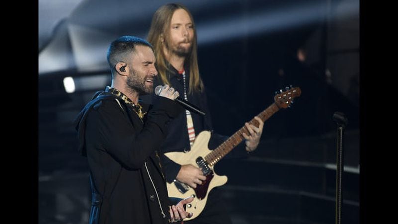 <p> FILE - In this Sunday, March 11, 2018 file photo, Adam Levine, left, and James Valentine of Maroon 5 perform during the 2018 iHeartRadio Music Awards at The Forum in Inglewood, Calif. Maroon 5 has canceled its news conference to discuss the band's Super Bowl halftime performance, choosing to not meet with reporters as most acts have done during the week leading up to the NFL's big game. The NFL announced Tuesday, Jan. 29, 2019 that “the artists will let their show do the talking as they prepare to take the stage this Sunday.” (Photo by Chris Pizzello/Invision/AP, File) </p>