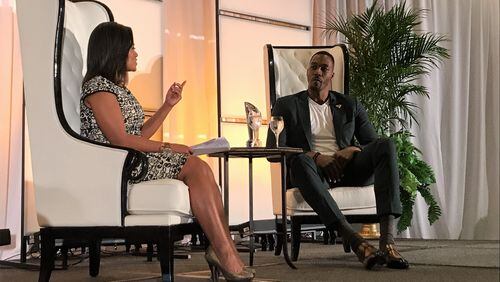 Dwight Howard speaks with 11 Alive’s Shiba Russell about receiving the Spirit of the League Champion award from the Urban League of Greater Atlanta at the Ritz-Carlton Hotel on Friday.