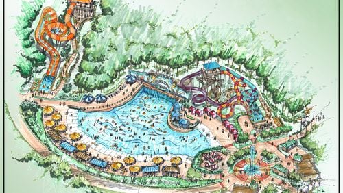 Rendering of new water park planned: Hurricane Harbor Flat at Six Flags Over Georgia. Contributed