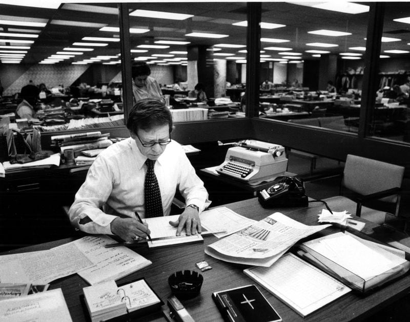 Executive editor Jim Minter in his office in The Atlanta Journal-Constitution newsroom. Minter was the first person Murphy called to say, "I've been kidnapped." Minter responded, "Well, then you're in a helluva shape, Reg. No one's going to pay anything for you."
