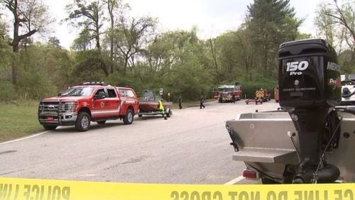 A body was pulled from the Chattahoochee River in Cobb County on Saturday, April 6, 2019. (Photo: Channel 2 Action News)